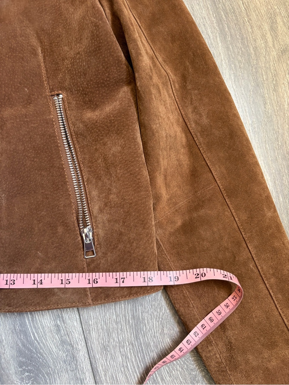 Zara leather short Cognac Suede Zip Jacket - Picture 8 of 8